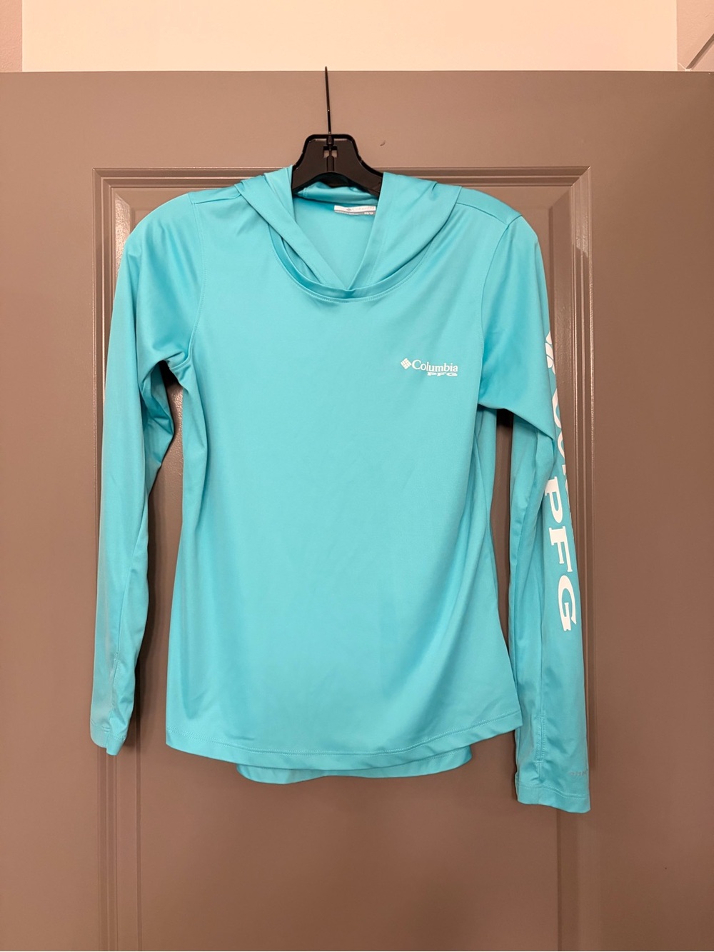 Columbia PFG Turquoise Hooded Long-Sleeve Sun Shirt